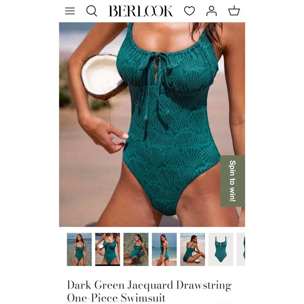 Berlook Swimwear Drawstring One Piece Swimsuit Sz. M NWOT Raspberry